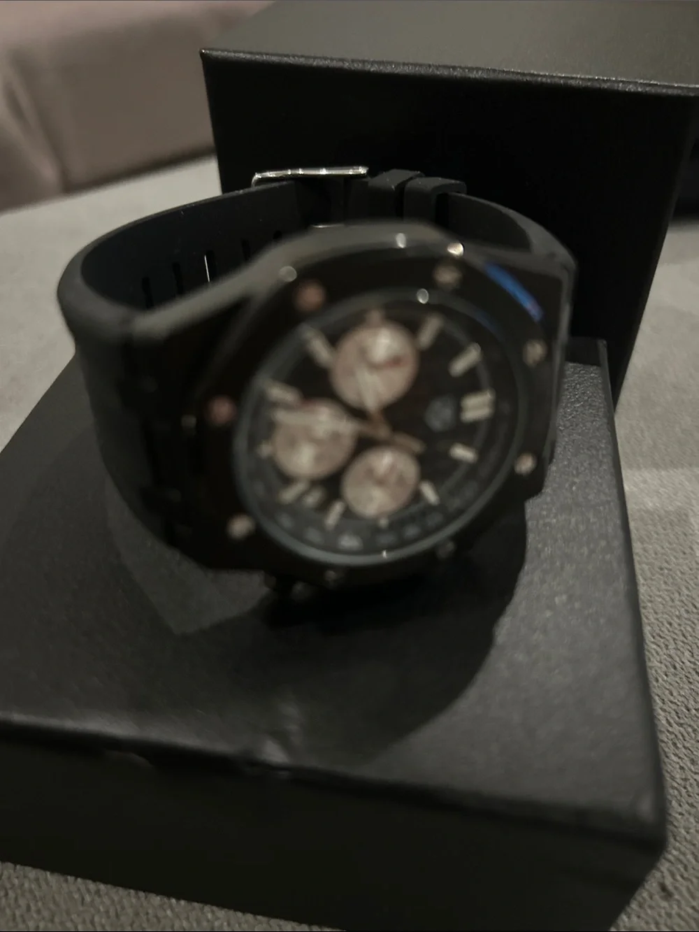 Men's Black Chronograph Sport Watch - Classic Stainless Accent